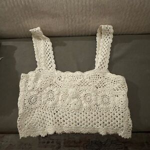 Free People Cream Crochet Tank Top/ XS